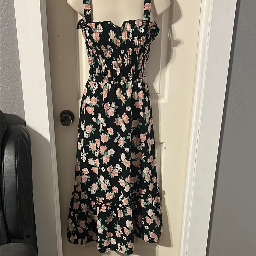 Divided Pink and White Sweetheart Midi Sundress